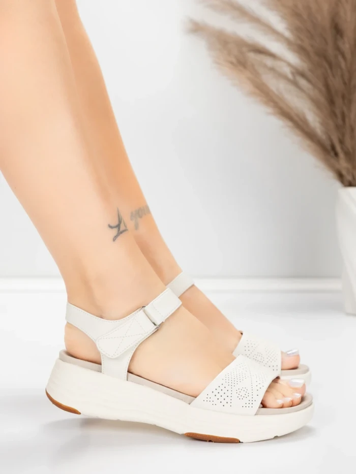 дамски сандали от естествена кожа 037 Кремав цвят | Ad... » MeiMall.bg