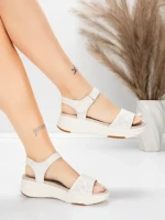дамски сандали от естествена кожа 037 Кремав цвят | Ad... » MeiMall.bg