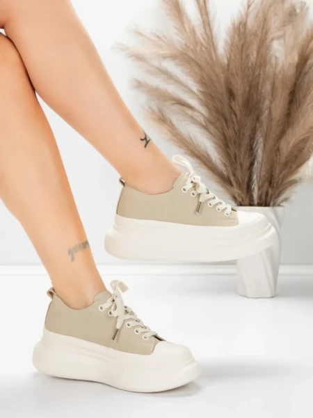 Дамски спортни обувки от естествена кожа 227802 Праско... » MeiMall.bg