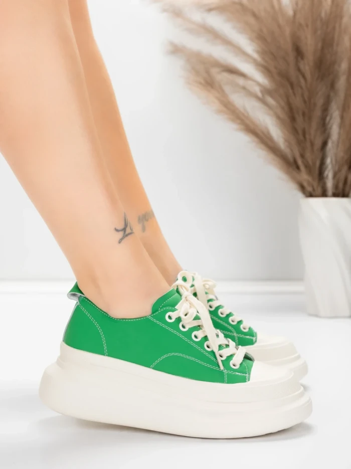 Дамски спортни обувки от естествена кожа 227802 Зелено... » MeiMall.bg