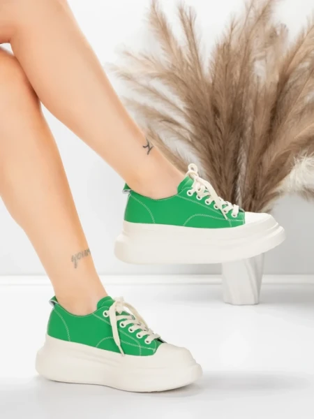 Дамски спортни обувки от естествена кожа 227802 Зелено... » MeiMall.bg