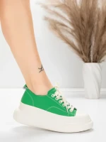 Дамски спортни обувки от естествена кожа 227802 Зелено... » MeiMall.bg