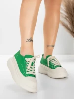 Дамски спортни обувки от естествена кожа 227802 Зелено... » MeiMall.bg