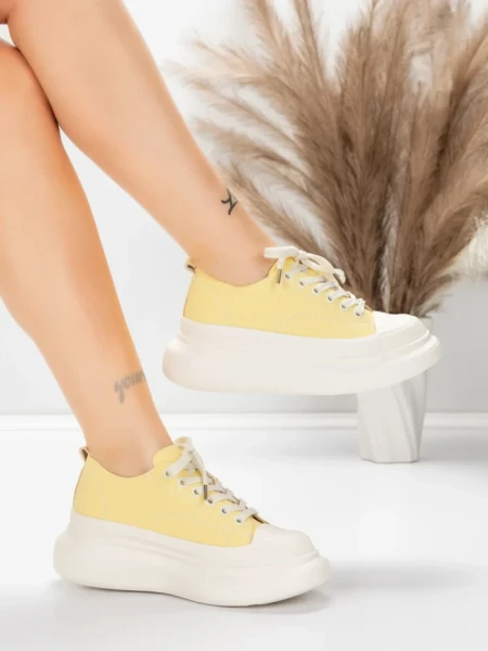 Дамски спортни обувки от естествена кожа 227802 Светло... » MeiMall.bg