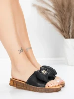 Дамски чехли от естествена кожа 28118 Черен | Advancer » MeiMall.bg