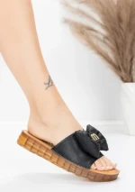 Дамски чехли от естествена кожа 28118 Черен | Advancer » MeiMall.bg