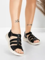 дамски сандали от естествена кожа 3FR035 Черен | Advancer » MeiMall.bg