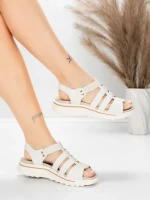 дамски сандали от естествена кожа 3FR035 Кремав цвят |... » MeiMall.bg