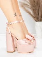 Дамски сандали с дебел ток и платформа 3KV52 Розов | Mei » MeiMall.bg