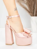 Дамски сандали с дебел ток и платформа 3KV52 Розов | Mei » MeiMall.bg