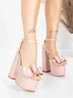 Дамски сандали с дебел ток и платформа 3KV52 Розов | Mei » MeiMall.bg