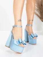 Дамски сандали с дебел ток и платформа 3KV52 Тюркоаз |... » MeiMall.bg
