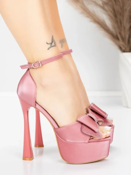 Дамски сандали с тънък ток и платформа 5DC39 Розов | Mei » MeiMall.bg