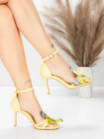 Дамски сандали с тънък ток 5GS62 Жълто | Mei » MeiMall.bg