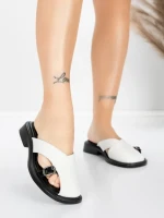 Дамски чехли с ниска подметка 5GS63 Бял | Mei » MeiMall.bg