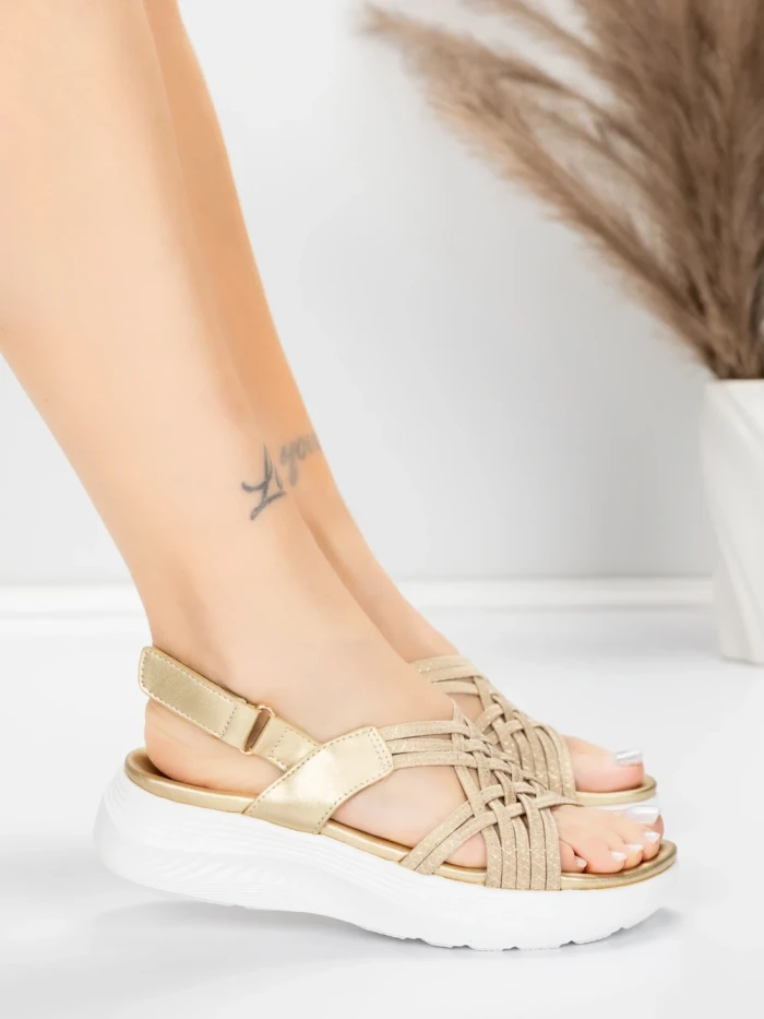 Дамски сандали на платформа 5GS67 Златен | Mei » MeiMall.bg