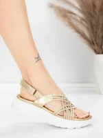 Дамски сандали на платформа 5GS67 Златен | Mei » MeiMall.bg
