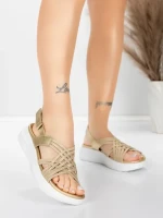 Дамски сандали на платформа 5GS67 Златен | Mei » MeiMall.bg