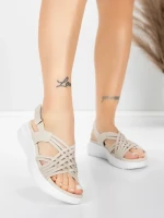 Дамски сандали на платформа 5GS67 Бежово | Mei » MeiMall.bg