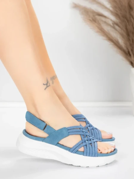 Дамски сандали на платформа 5GS67 Синьо | Mei » MeiMall.bg