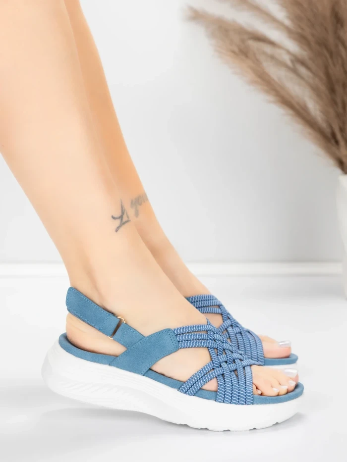 Дамски сандали на платформа 5GS67 Синьо | Mei » MeiMall.bg