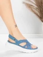 Дамски сандали на платформа 5GS67 Синьо | Mei » MeiMall.bg