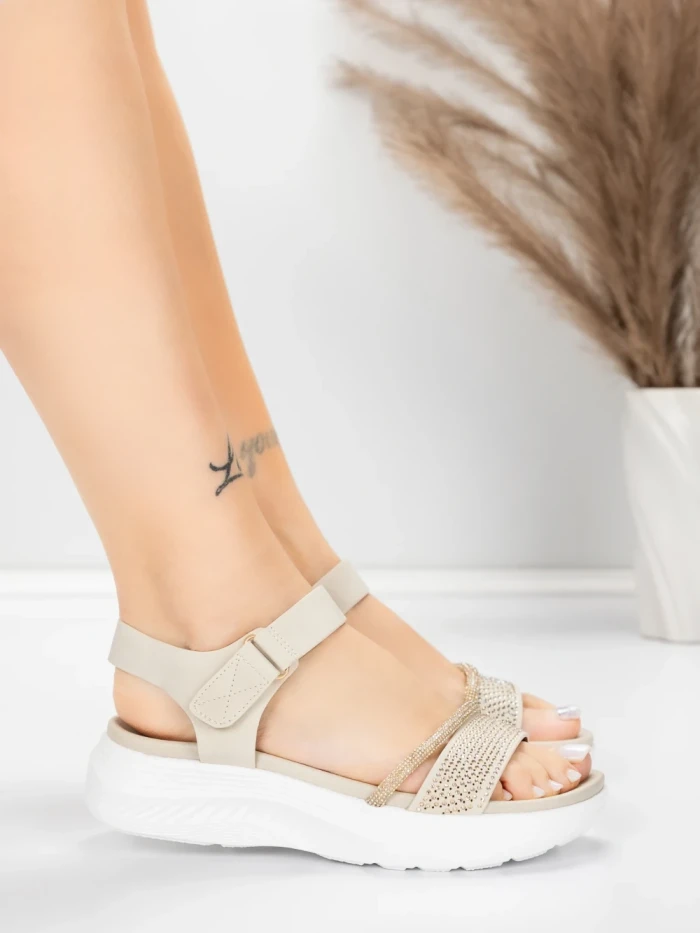 Дамски сандали на платформа 5GS68 Бежово | Mei » MeiMall.bg