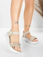 Дамски сандали на платформа 5GS68 Бежово | Mei » MeiMall.bg