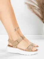 Дамски сандали на платформа 5GS68 Праскова | Mei » MeiMall.bg