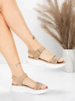 Дамски сандали на платформа 5GS68 Праскова | Mei » MeiMall.bg