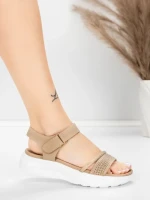 Дамски сандали на платформа 5GS68 Праскова | Mei » MeiMall.bg