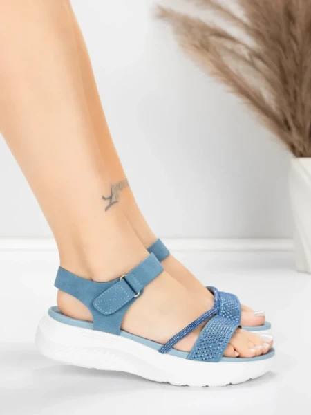 Дамски сандали на платформа 5GS68 Синьо | Mei » MeiMall.bg