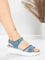 Дамски сандали на платформа 5GS68 Синьо | Mei » MeiMall.bg