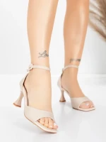 Дамски сандали с тънък ток 5GZ90 Бежово | Mei » MeiMall.bg