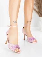 Дамски сандали с тънък ток 5GZ91 Розов | Mei » MeiMall.bg