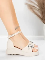 Дамски сандали на платформа 5H75 Бежово | Mei » MeiMall.bg