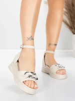 Дамски сандали на платформа 5H75 Бежово | Mei » MeiMall.bg