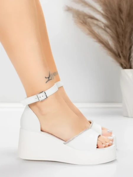 Дамски сандали на платформа 5H76 Бял | Mei » MeiMall.bg