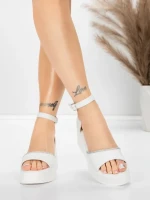 Дамски сандали на платформа 5H76 Бял | Mei » MeiMall.bg