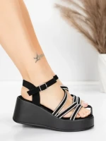 Дамски сандали на платформа 5H78 Черен | Mei » MeiMall.bg