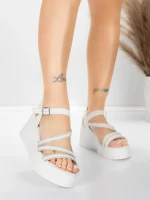 Дамски сандали на платформа 5H78 Бял | Mei » MeiMall.bg