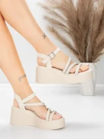 Дамски сандали на платформа 5H78 Бежово | Mei » MeiMall.bg