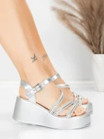 Дамски сандали на платформа 5H78 Сребро | Mei » MeiMall.bg