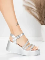 Дамски сандали на платформа 5H78 Сребро | Mei » MeiMall.bg