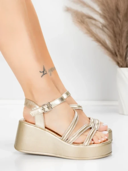 Дамски сандали на платформа 5H78 Златен | Mei » MeiMall.bg