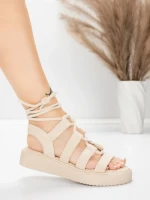 Дамски сандали с нисък ток 5H79 Бежово | Mei » MeiMall.bg