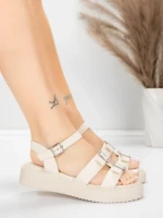 Дамски сандали с нисък ток 5H80 Бежово | Mei » MeiMall.bg