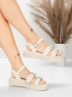 Дамски сандали с нисък ток 5H80 Бежово | Mei » MeiMall.bg