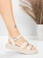 Дамски сандали с нисък ток 5H80 Бежово | Mei » MeiMall.bg