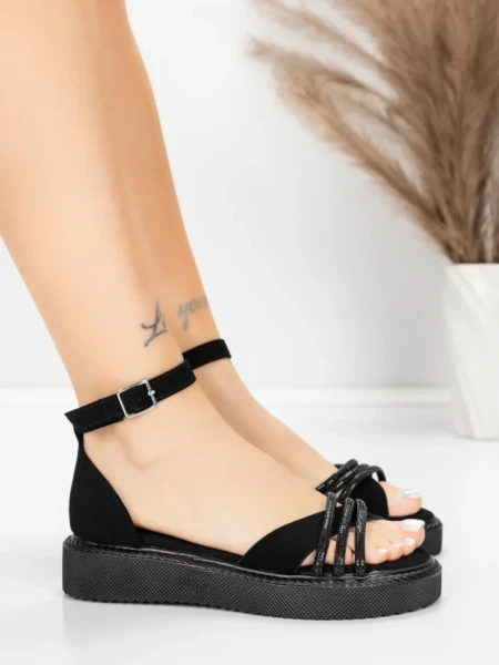 Дамски сандали с нисък ток 5H81 Черен | Mei » MeiMall.bg